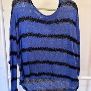 Honey Punch Blue and Black Striped Sweater